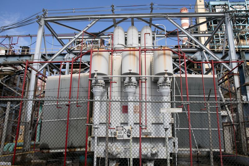 A view of a damaged main power transformer of the Costa Sur power plant after an earthquake in Guayanilla