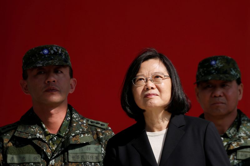 FILE PHOTO: Taiwan's President Tsai Ing-wen visits the 6th Army Command, ahead of Lunar New Year, in Taoyuan