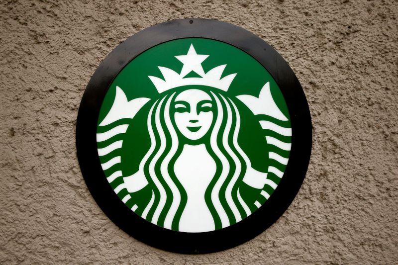 Company's logo is seen at a Starbucks coffee shop in Zurich