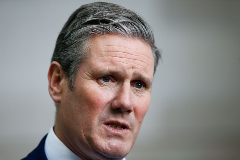 Labour Party's Shadow Secretary of State for Brexit Keir Starmer speaks to the media as he leaves the BBC Headquarters after appearing on The Andrew Marr show in London