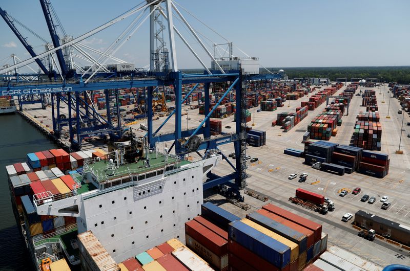 FILE PHOTO: The view from one of the ship-to-shore cranes at Wando Welch Terminal operated by the South Carolina Ports Authority in Mount Pleasant