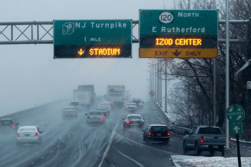 Cars make their way on a highway in New Jersey