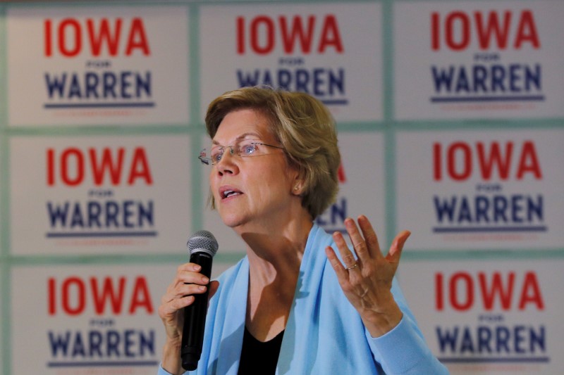 FILE PHOTO: Democratic 2020 U.S. presidential candidate Warren speaks at a campaign town hall meeting in Grimes
