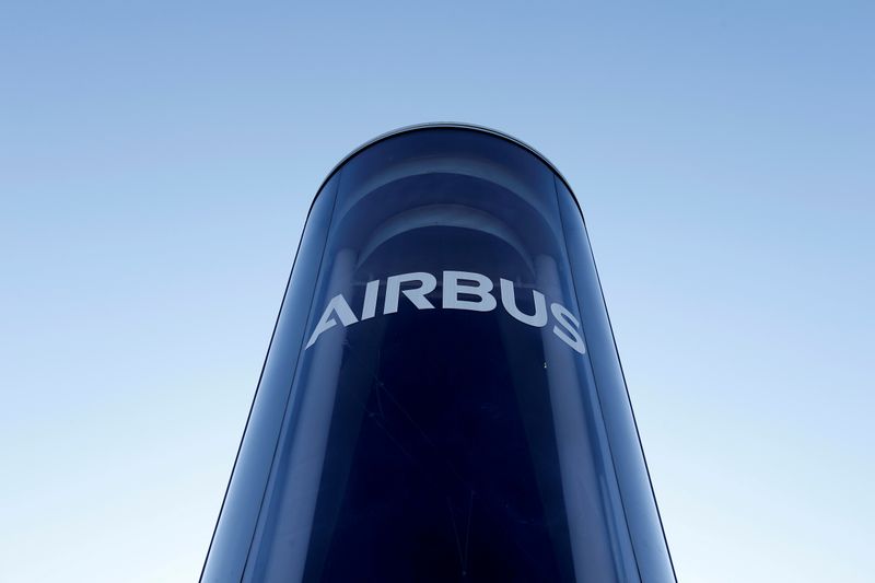 FILE PHOTO: FILE PHOTO: The Airbus logo is pictured at Airbus headquarters in Blagnac near Toulouse