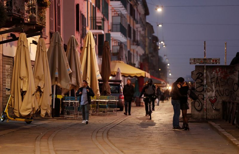 Closed bars and pubs are seen in the Naviglio area