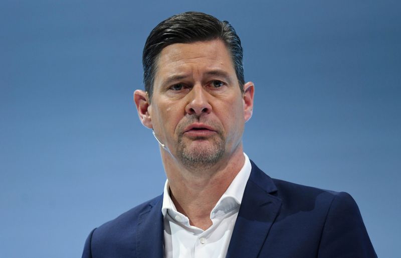 Harald Wilhelm, CFO of German luxury car manufacturer Daimler AG, speaks at the annual results news conference