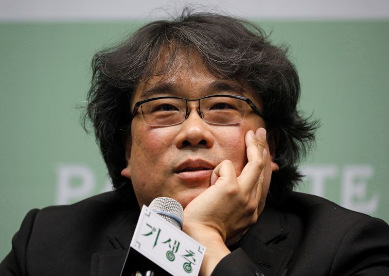 Director of four Oscar award-winning film 'Parasite' Bong Joon-ho answers a reporters' question during a news conference in Seoul