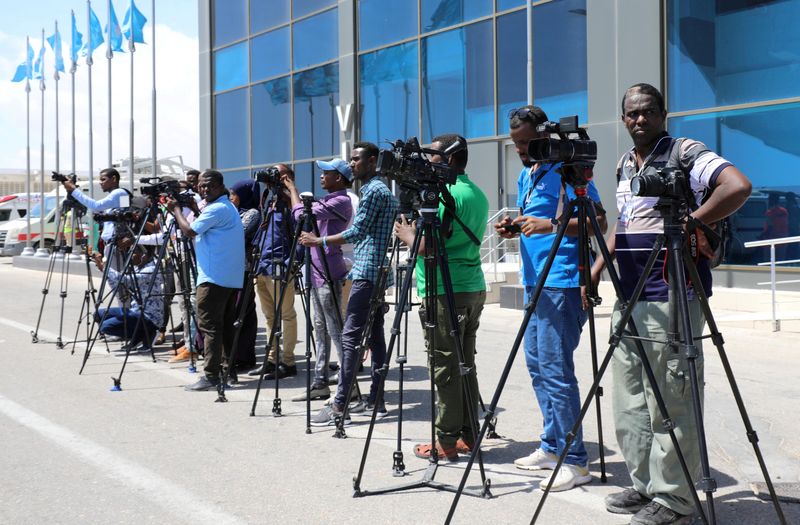 FILE PHOTO: FILE PHOTO: Somali journalists in Mogadishu