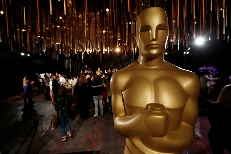 An Oscar statue is pictured during a media preview of this year's Academy's Governors Ball in Los Angeles