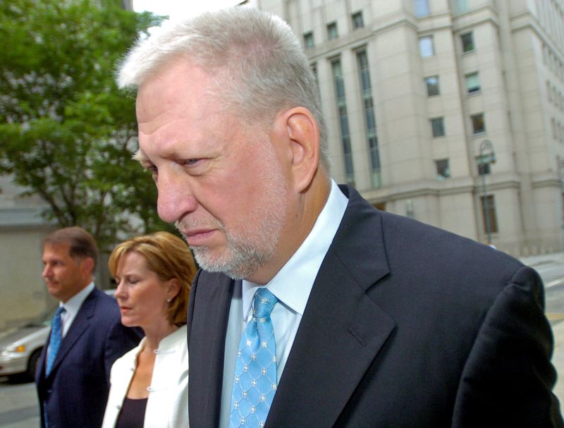 FILE PHOTO: Former WorldCom Inc. CEO Ebbers arrives with wife Kristie at US Federal Court for sentencing in New York.