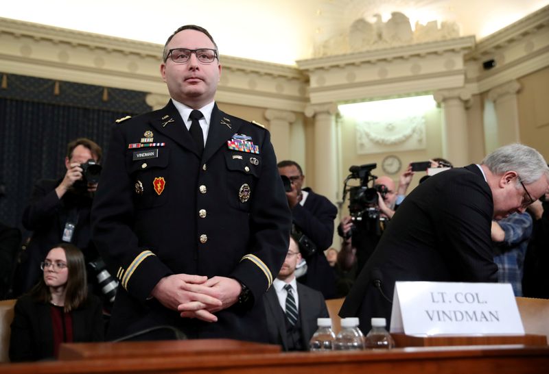 FLt Colonel Vindman testifies at House Intelligence Committee hearing on Trump impeachment inquiry on Capitol Hill in Washington