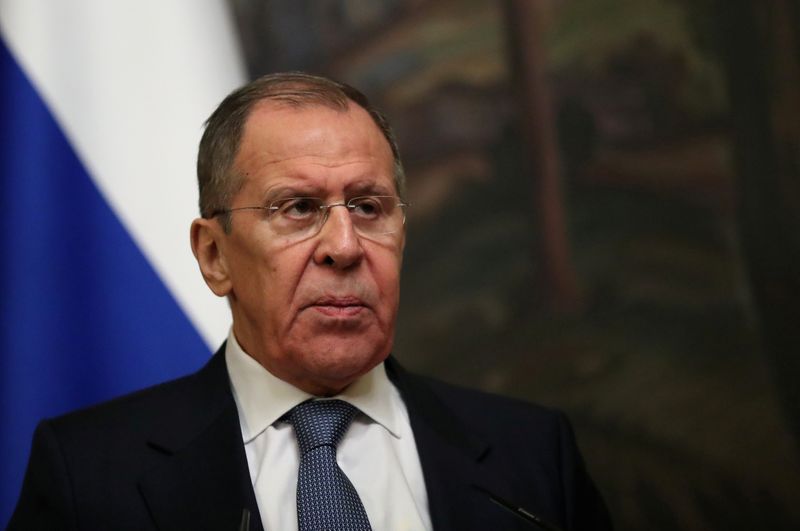 Russian FM Lavrov attends a news conference with his Swedish counterpart Linde in Moscow