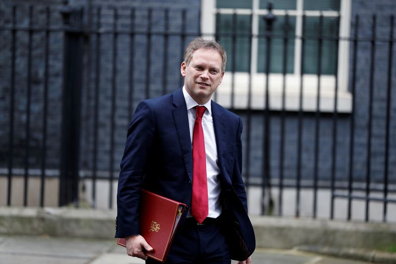 Britain's Secretary of State for Transport Grant Shapps is seen outside Downing Street in London