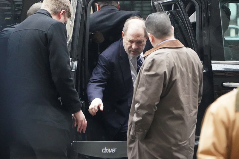 Film producer Harvey Weinstein arrives at New York Criminal Court during his ongoing sexual assault trial in the Manhattan borough of New York City