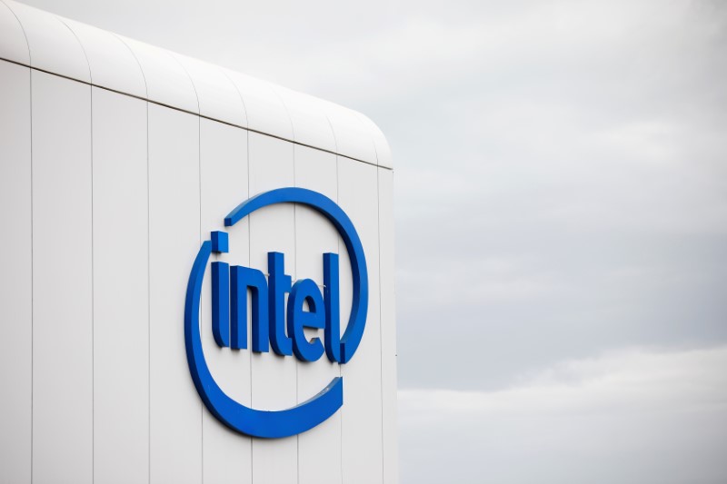 FILE PHOTO: U.S. chipmaker Intel Corp's logo is seen on their 