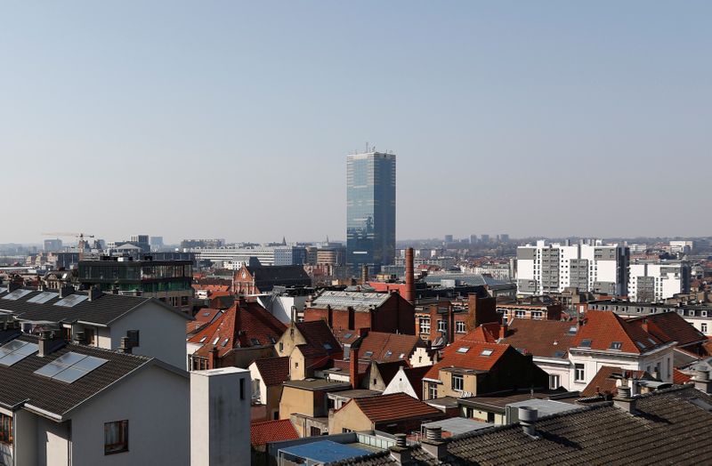 A general view shows the South Tower in Brussels