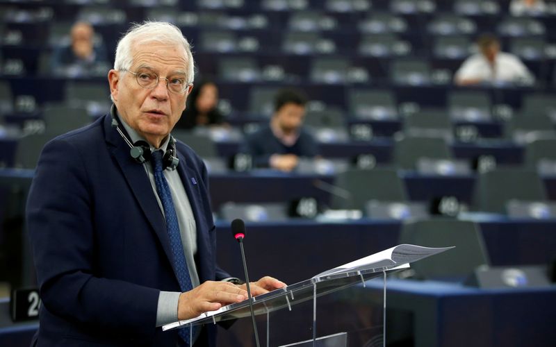 EU foreign policy chief Josep Borrell addresses the European Parliament in Strasbourg