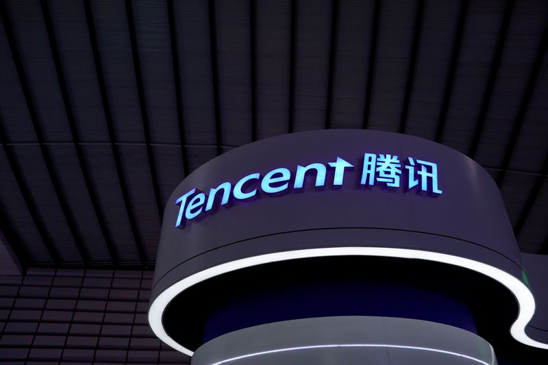 FILE PHOTO: A Tencent sign is seen at the World Internet Conference (WIC) in Wuzhen