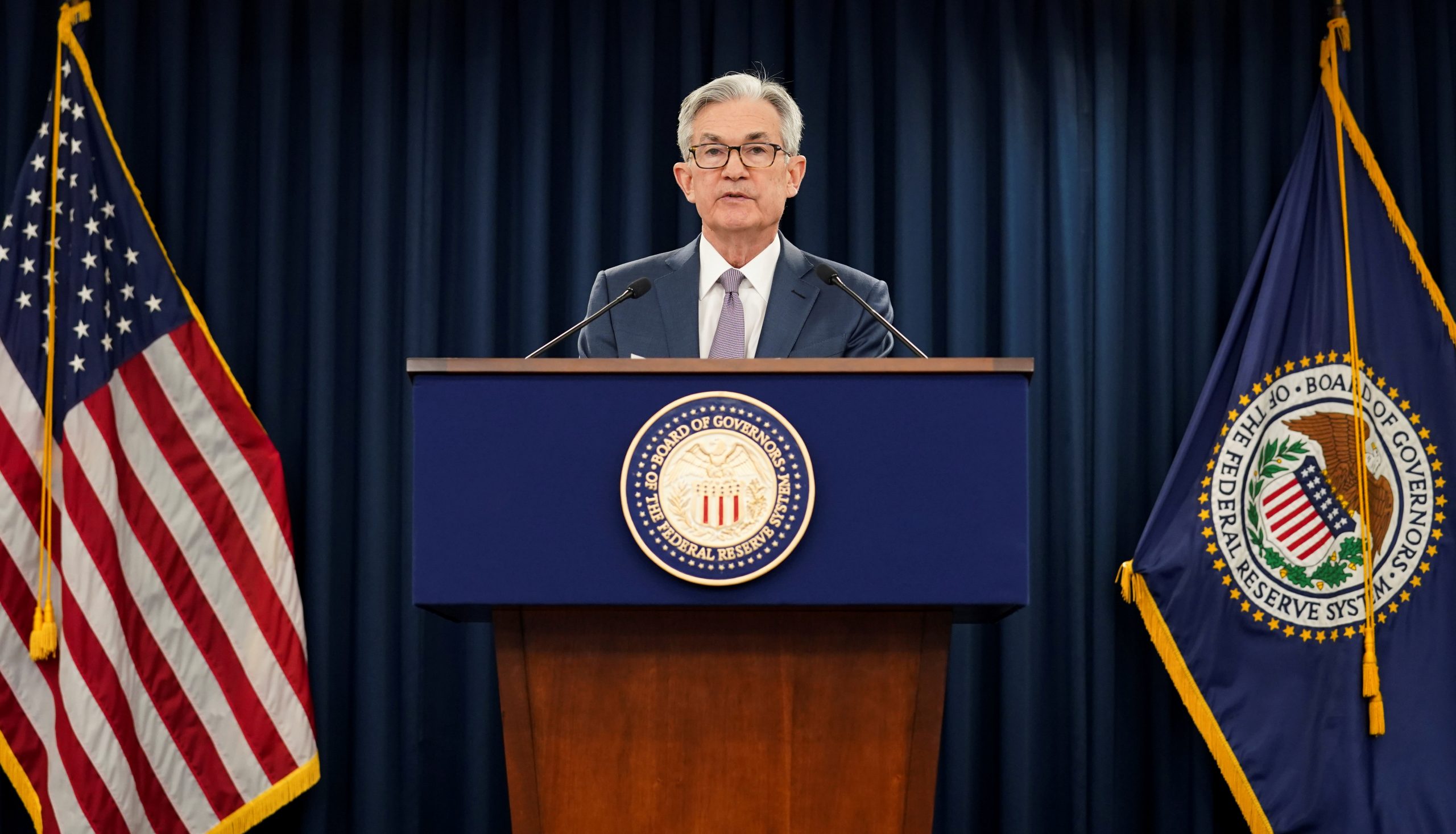 FILE PHOTO: U.S. Federal Reserve Chairman Jerome Powell  speaks in Washington