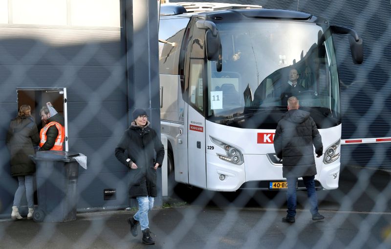 A bus carrying students of the Vindicat association, who were on skiing holidays in a coronavirus risk area in Sestriere in Italy, returns to Groningen