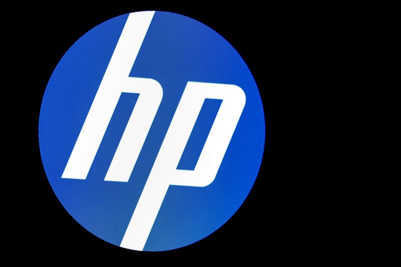 FILE PHOTO: A screen displays the logo for HP Inc. at the NYSE in New York