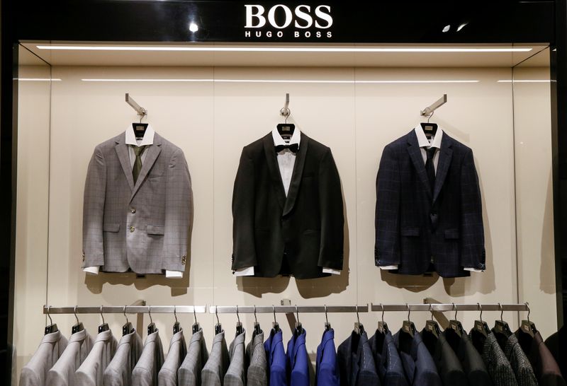 FILE PHOTO: Jackets are on display in the Hugo Boss section in the Central Universal Department Store in Kiev