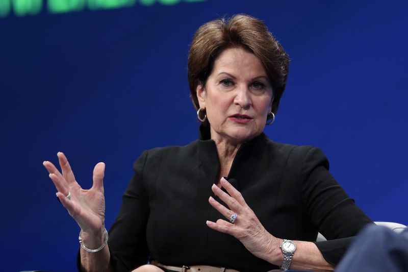Marillyn Hewson, Chairman, President and CEO, Lockheed Martin Corporation, speaks at the 2019 Milken Institute Global Conference in Beverly Hills