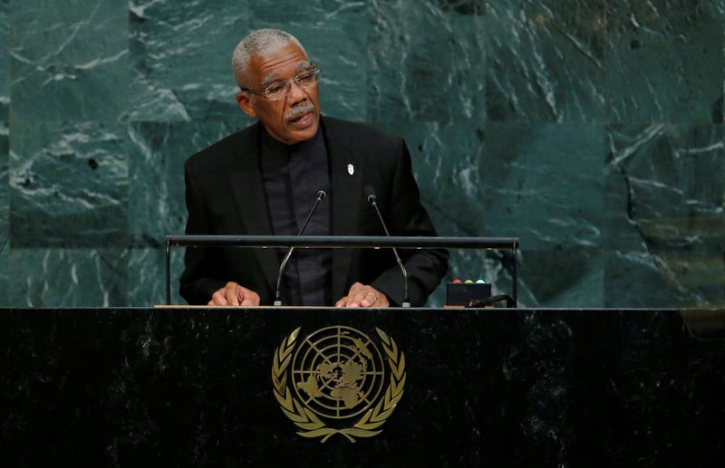 FILE PHOTO: Guyana President Granger addresses the 72nd United Nations General Assembly at U.N. Headquarters in New York