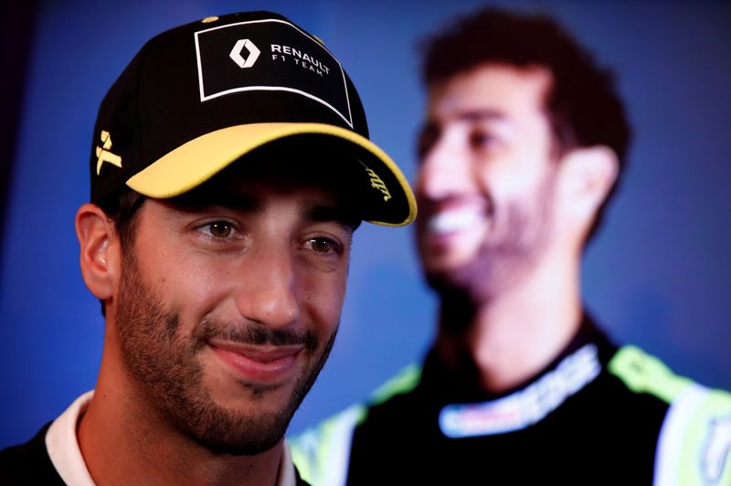 FILE PHOTO: Daniel Ricciardo attends a news conference ahead of the new Formula One 2020 season, in Paris