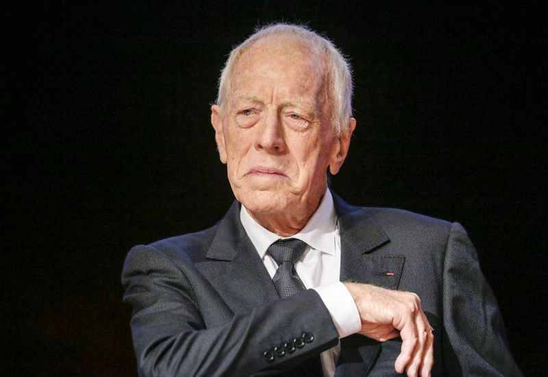 Swedish actor Von Sydow looks on during the 2015 Lumiere Grand Lyon film festival in Lyon