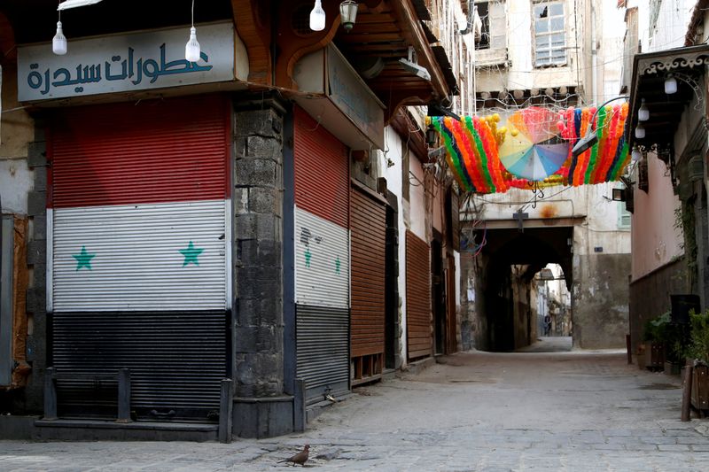 FILE PHOTO: A view shows closed shops in the old city of Damascus