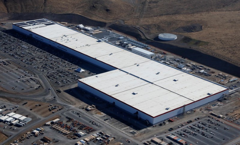 Aerial view of the Tesla Gigafactory near Sparks, Nevada