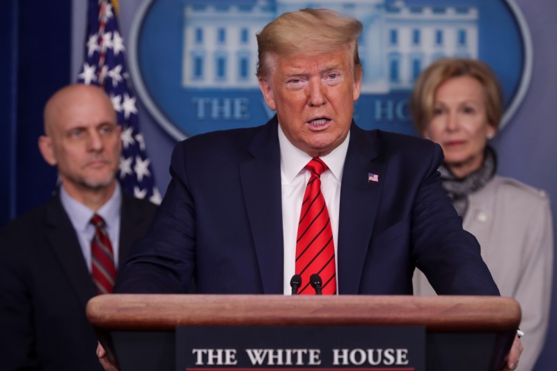 U.S. President Trump leads coronavirus task force daily briefing at the White House in Washington