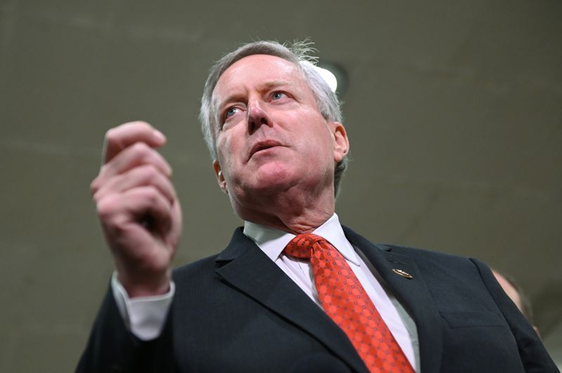 Sen. Meadows addresses reporters during a break in the fourth day of the Senate impeachment trial of President Trump