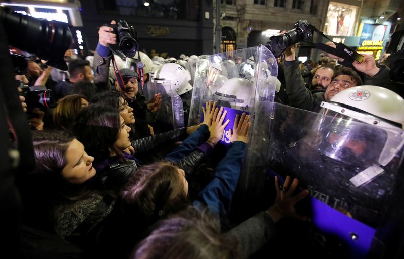 March marking International Women's Day in Istanbul