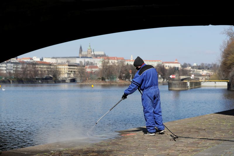 Prague uses foam disinfectant in city centre to curb coronavirus