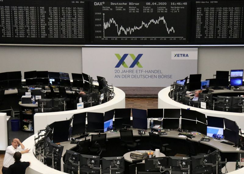 FILE PHOTO: The German share price index DAX graph is pictured at the stock exchange in Frankfurt