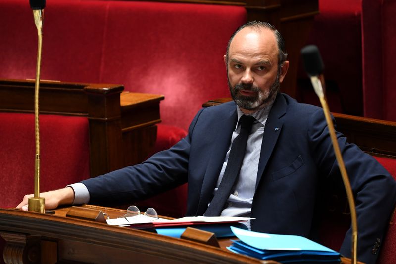 French PM Philippe looks on during NA session in Paris