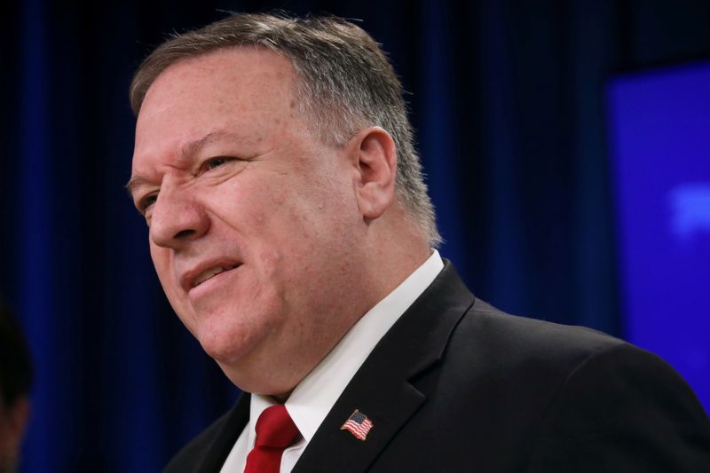 U.S. Secretary of State Pompeo addresses news conference at the State Department in Washington