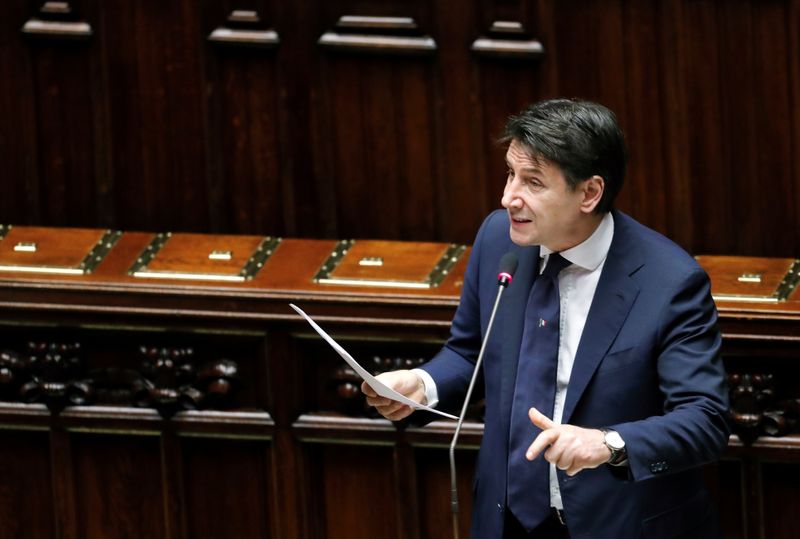 Italian Prime Minister Giuseppe Conte addresses the lower house of parliament on the coronavirus disease (COVID-19) in Rome
