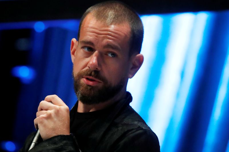 FILE PHOTO: Jack Dorsey, CEO and co-founder of Twitter and founder and CEO of Square, speaks at the Consensus 2018 blockchain technology conference in New York City