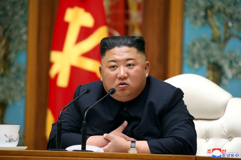 North Korean leader Kim Jong Un takes part in a meeting of the Political Bureau of the Central Committee of the Workers' Party of Korea