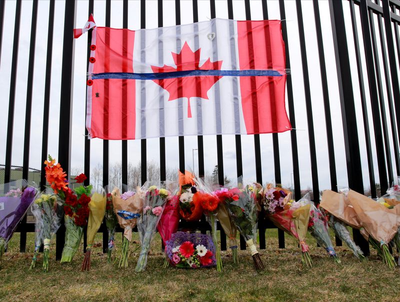 FILE PHOTO: A memorial for Const. Heidi Stevenson is seen outside the Royal Canadian Mounted Police (RCMP) Headquarters, in Dartmouth