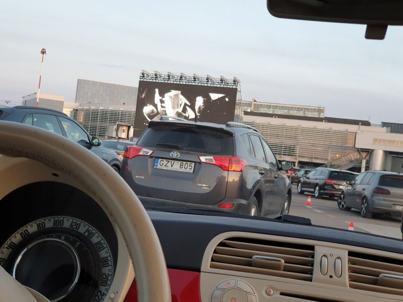 Drive-in cinema, set up during the coronavirus disease (COVID-19) outbreak at the Vilnius International Airport