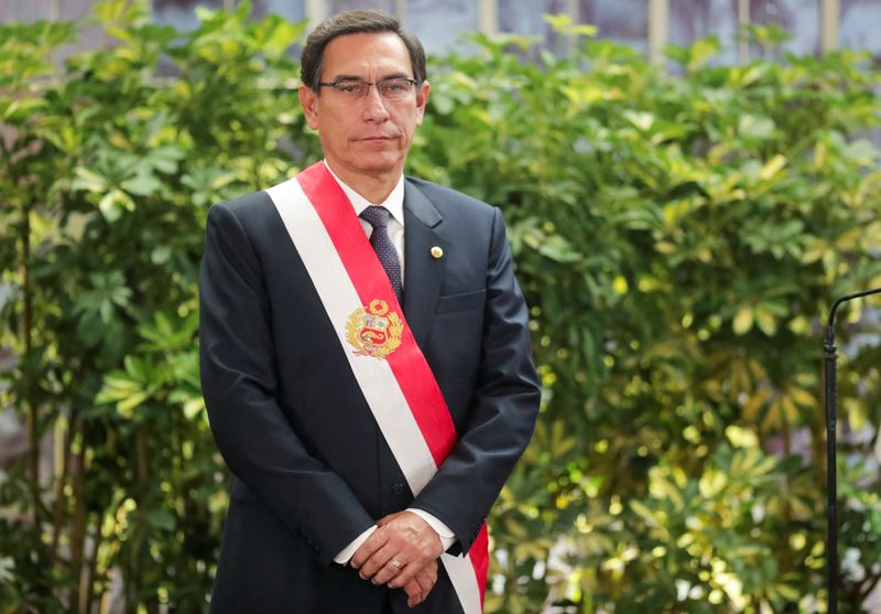 Peru's President Martin Vizcarra attends a swearing-in ceremony at the government palace in Lima