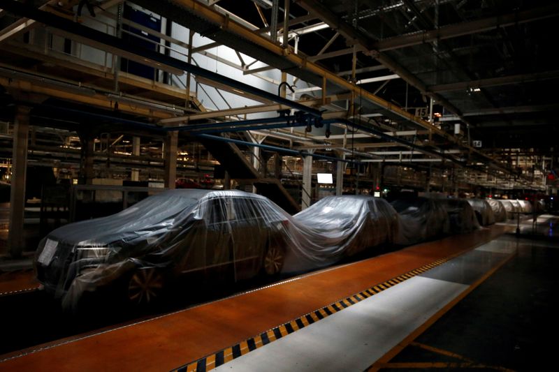 FILE PHOTO: An empty assembly line is pictured at Autoeuropa Volkswagen car factory during partial lockdown as part of state of emergency to combat the coronavirus disease (COVID-19) outbreak in Lisbon