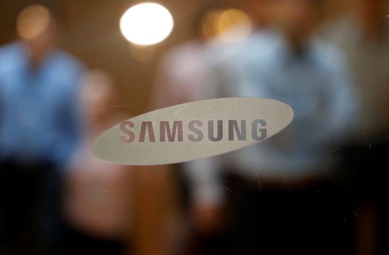 The logo of Samsung Electronics is seen at its store in Seoul