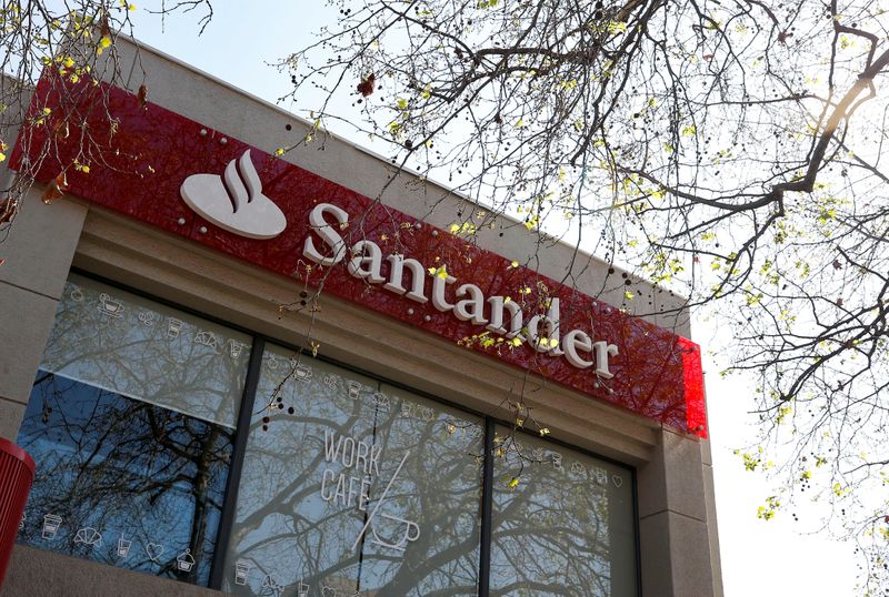 A branch of the Santander bank is seen at Vina del Mar