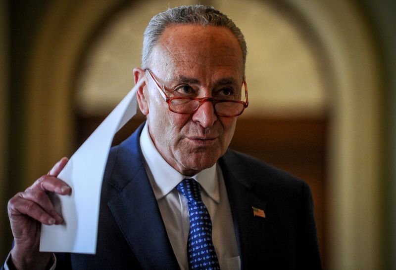 Schumer makes a statement after meetings to wrap up work on coronavirus economic aid legislation