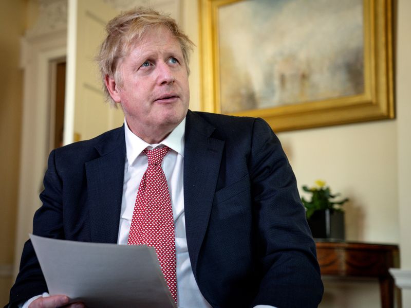 Prime Minister Boris Johnson thanks the NHS in a video message on Easter Sunday, at 10 Downing Street in London